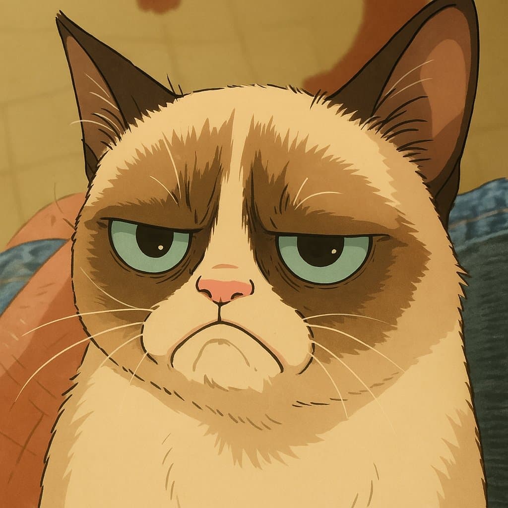 Grumpy anime cat